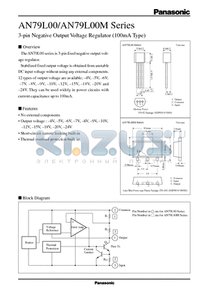 AN79L00M datasheet - 3-pin Negative Output Voltage Regulator 100mA Type