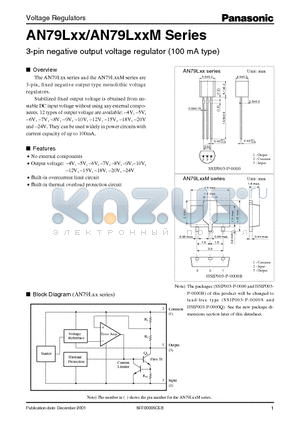 AN79L05 datasheet - 3-pin negative output voltage regulator (100 mA type)