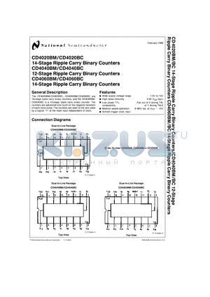 CD4040BCN datasheet - 14-Stage, 12-Stage Ripple Carry Binary Counters