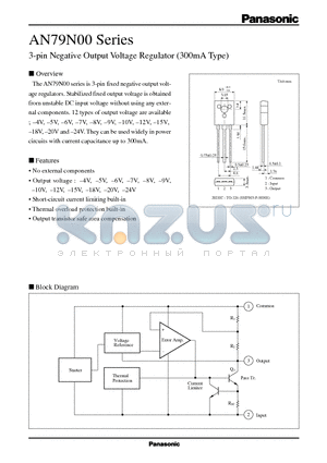 AN79N00 datasheet - 3-pin Negative Output Voltage Regulator 300mA Type