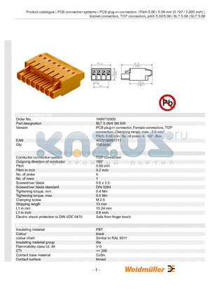 1499710000 datasheet - BLT 5.08/4 SN SW