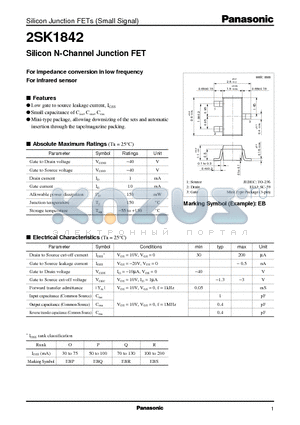 2SK1842 datasheet - Silicon N-Channel Junction FET