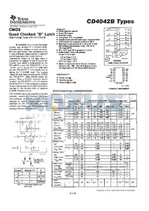 CD4042BD datasheet - CMOS Quad Clocked 