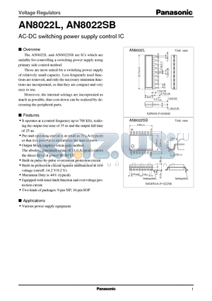 AN8022L datasheet - AC-DC switching power supply control IC