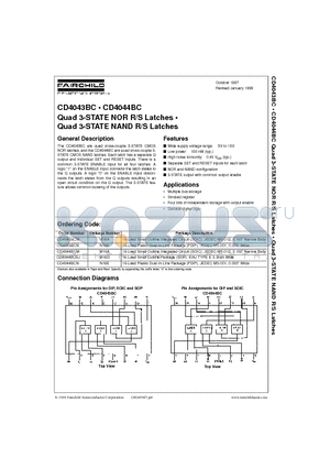 CD4043BC datasheet - Quad 3-STATE NOR R/S Latches . Quad 3-STATE NAND R/S Latches