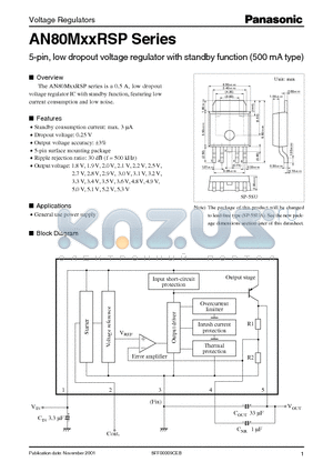AN80M19RSP datasheet - 5-pin, low dropout voltage regulator with standby function (500 mA type)