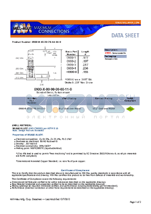 0900-8-15-20-76-14-11-0 datasheet - Properties of BRASS ALLOY