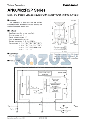 AN80M49RSP datasheet - 5-pin, low dropout voltage regulator with standby function (500 mA type)