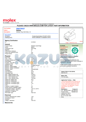 0900750027 datasheet - Modular Plug, Short Body, 4/4