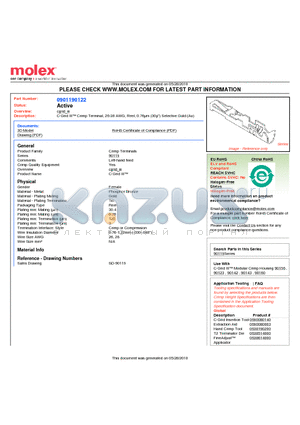 0901190122 datasheet - C-Grid III Crimp Terminal, 26-28 AWG, Reel, 0.76lm (30l) Selective Gold (Au)