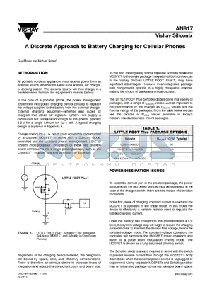 AN817 datasheet - A Discrete Approach to Battery Charging for Cellular Phones