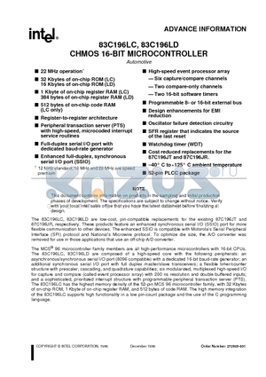 AN83C196 datasheet - CHMOS 16-BIT MICROCONTROLLER