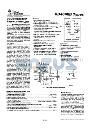 CD4046BF datasheet - CMOS MICROPOWER PHASE-LOCKED LOOP