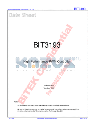 BIT3193 datasheet - High Performance PWM Controller