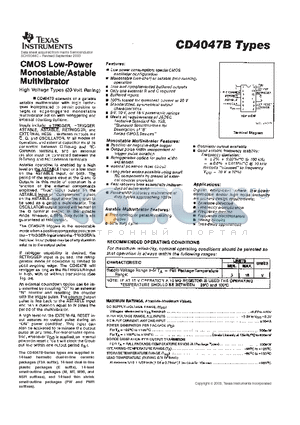 CD4047 datasheet - CMOS LOW-POWER MONOSTABLE/ASTABLE MULTIVIBRATOR