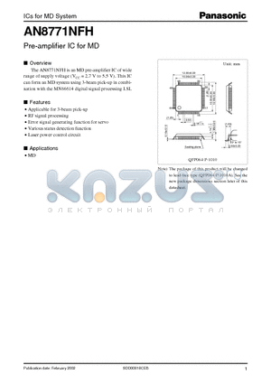 AN8771NFH datasheet - Pre-amplifier IC for MD