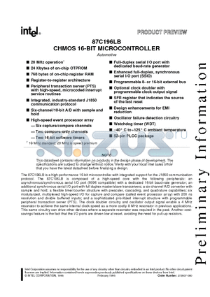 AN87C196 datasheet - CHMOS 16-BIT MICROCONTROLLER