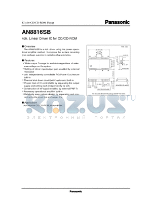 AN8816 datasheet - 4ch. Linear Driver IC for CD/CD-ROM