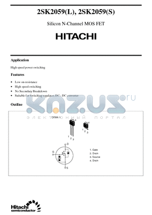 2SK2059L datasheet - Silicon N-Channel MOS FET