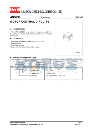 AN8850G-D08-T datasheet - MOTOR CONTROL CIRCUITS