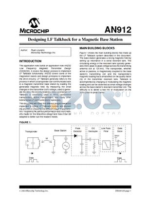AN912 datasheet - Designing LF Talkback for a Magnetic Base Station