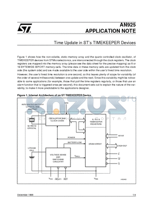 AN925 datasheet - Time Update in STs TIMEKEEPER Devices