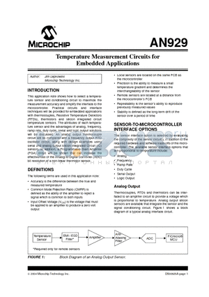 AN929 datasheet - Temperature Measurement Circuits for Embedded Applications