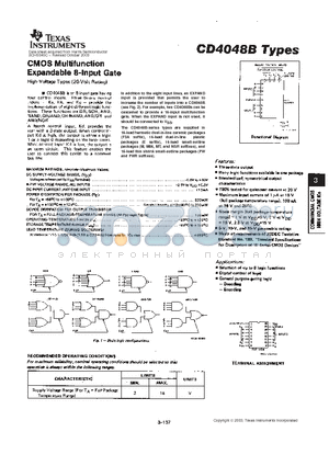 CD4048BE datasheet - CMOS Multifunction Expandable 8-Input Gate
