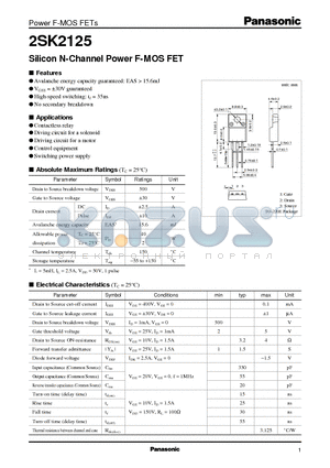2SK2125 datasheet - Silicon N-Channel Power F-MOS FET