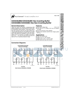 CD4049UBCJ datasheet - Hex Inverting,Non-Inverting Buffer