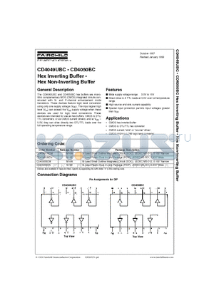 CD4049UBCN datasheet - Hex Inverting Buffer . Hex Non-Inverting Buffer