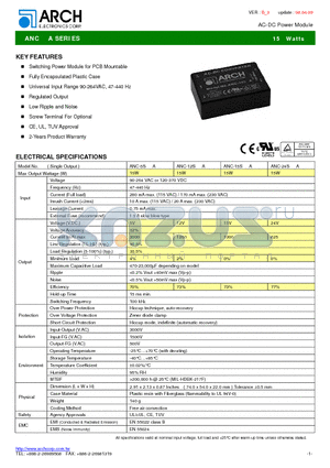 ANC-15D datasheet - AC-DC Power Module