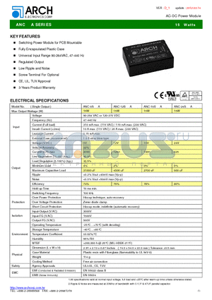 ANC-15SA datasheet - AC-DC Power Module