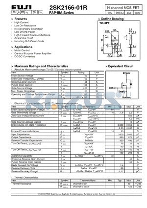 2SK2166-01R datasheet - N-channel MOS-FET