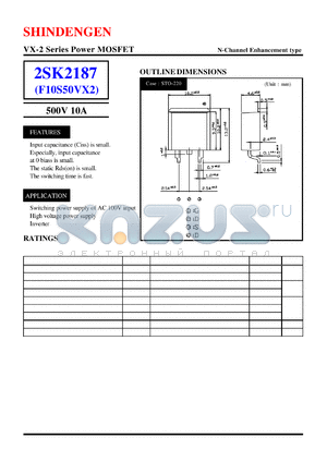 2SK2187 datasheet - VX-2 Series Power MOSFET(500V 10A)