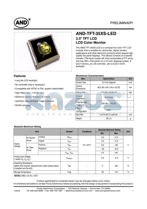 AND-TFT-35XS-LED datasheet - LCD Color Monitor