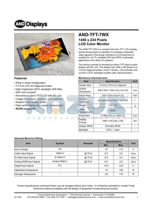 AND-TFT-7WX datasheet - LCD Color Monitor