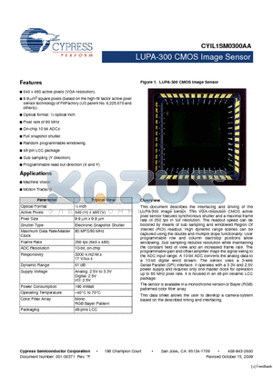 CYIL1SM0300-EVAL datasheet - LUPA-300 CMOS Image Sensor