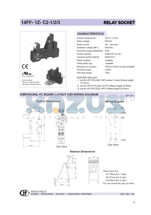 14FF-1Z-C2-1 datasheet - RELAY SOCKET
