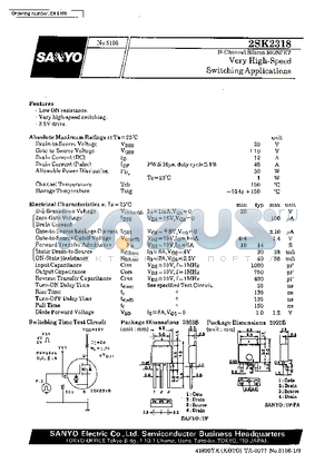 2SK2318 datasheet - Very High-Speed Switching Applications