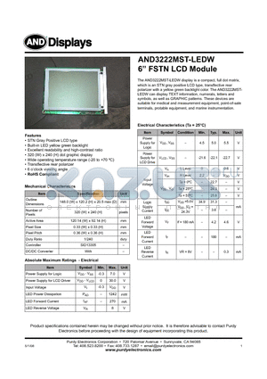 AND3222MST-LEDW datasheet - LCD Module