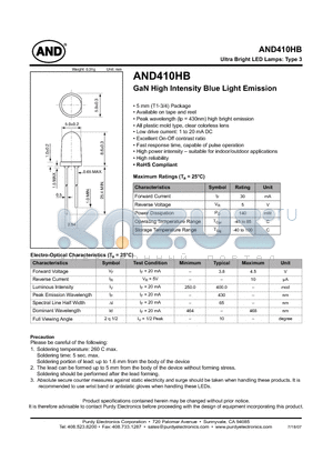 AND410HB datasheet - Ultra Bright LED Lamps