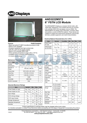 AND3222MST2 datasheet - LCD Module