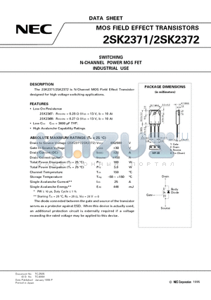 2SK2371 datasheet - SWITCHING N-CHANNEL POWER MOS FET INDUSTRIAL USE
