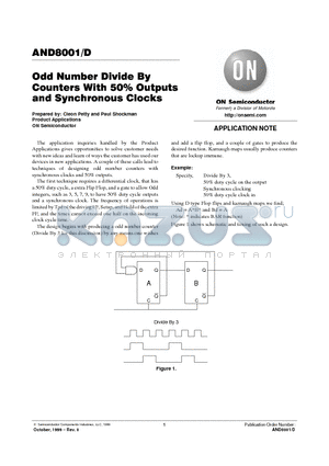 AND8001 datasheet - ODD NUMBER DIVIDE BY COUNTERS WITH 50% OUTPUTS AND SYNCHRONOUS CLOCKS