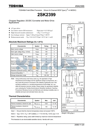 2SK2399_06 datasheet - Silicon N-Channel MOS Type Chopper Regulator, DC/DC Converter and Motor Drive Applications