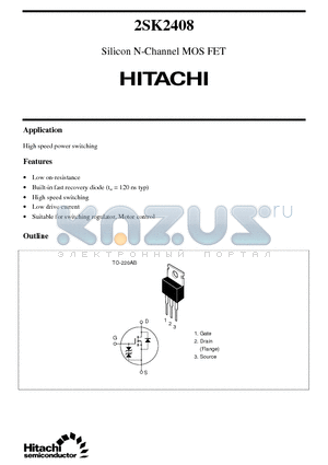 2SK2408 datasheet - Silicon N-Channel MOS FET