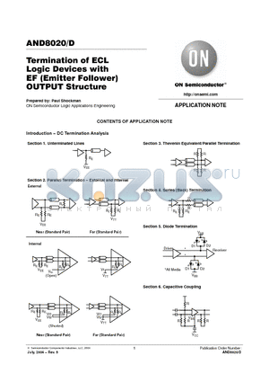 AND8020D datasheet - Termination of ECL Logic Devices with EF (Emitter Follower) OUTPUT Structure