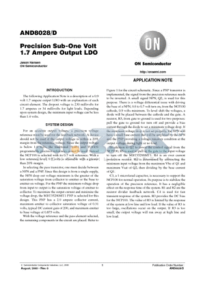AND8028D datasheet - Precision Sub-One Volt 1.7 Ampere Output LDO