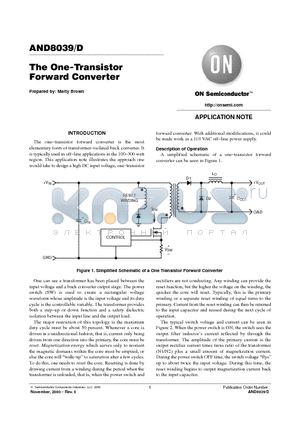 AND8039 datasheet - The One-Transistor Forward Converter